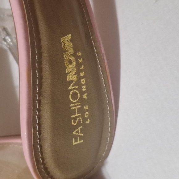 Fashion Nova Pink and Clear Heels with Rhinestone Bow Sz 8.5 - Picture 4 of 6